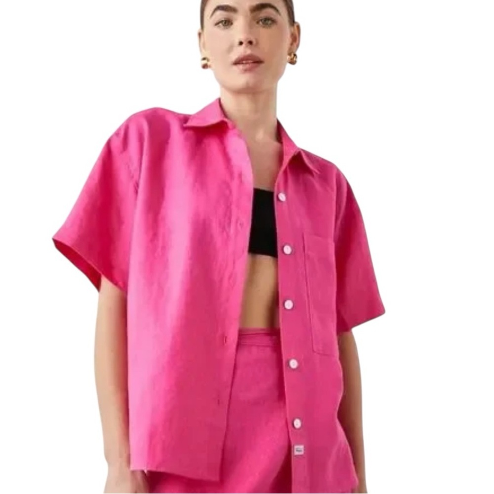 Rails Mackinley Linen Raspberry Blouse NWT - image 1